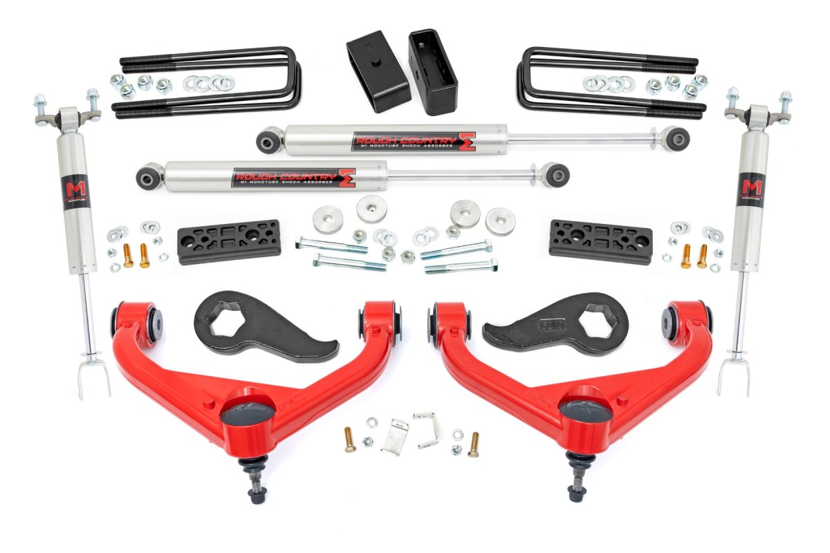 GMC Sierra 3500 HD Suspension Lift Kit - Front + Rear - Rough Country - 3 Inch Lift + UCAs + M1 - '20-'23